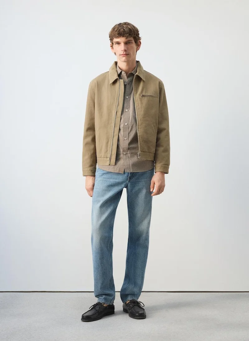 Mango Man  Corduroy collar denim jacket for Men | Best Price UAE